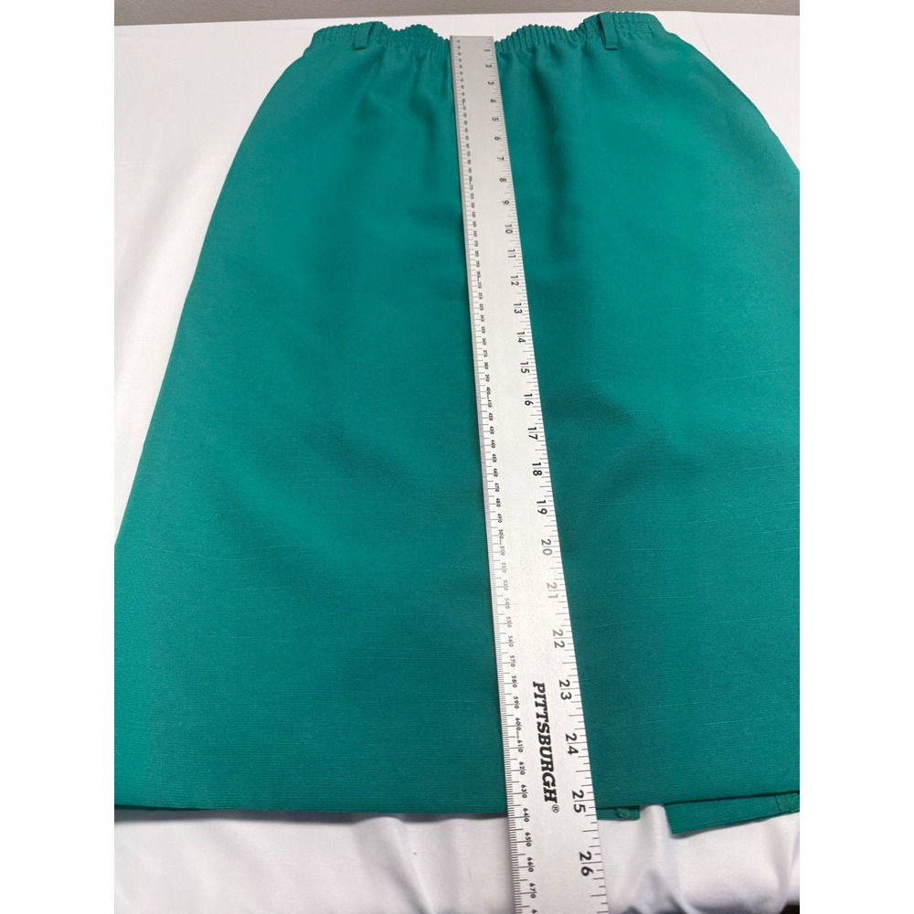 Alfred Dunner Vintage Emerald Green Midi Skirt Petite 6 Elastic Waist USA Made - Picture 3 of 7